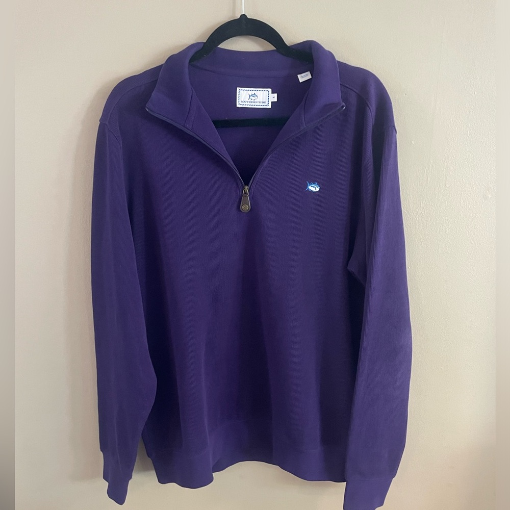 Southern Tide The Skipjack Men's Size M Purple Quarter Zip Pullover Sweater -C